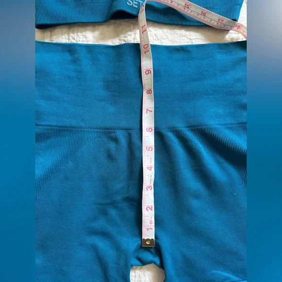 Set Active set shorts tank cropped teal blue small medium workout - Picture 8 of 9